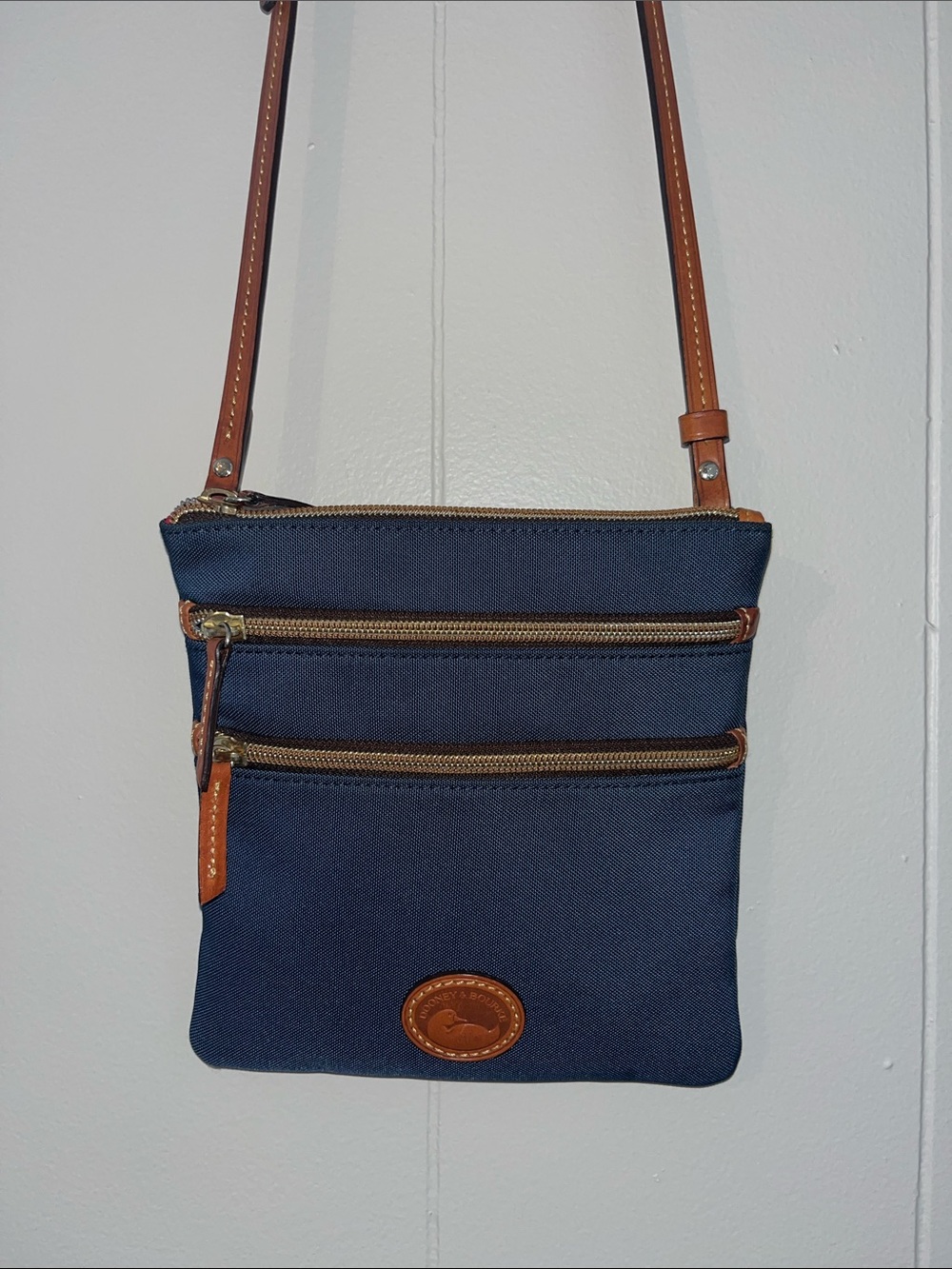 Dooney & Bourke Navy Blue Nylon North South Triple Zip